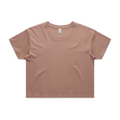 The AS Colour Womens Crop Tee is a relaxed fit. crew neck, mid weight tee. 17 colours. XS - XL. Great branded printed crop tees from AS Colour.