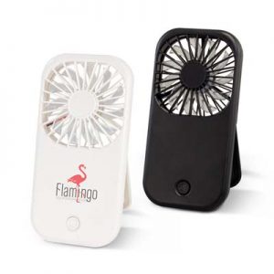 The TRENDS Opal Desk Fan is a compact and portable USB powered fan. Large branding area. Black or White. Great branded tech promo products.