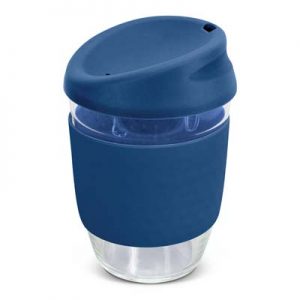 The TRENDS Nova Cup - Borosilicate 250ml is an elegant reusable borosilicate coffee cup.  15 colours for lids and bands.  Great branded cups.