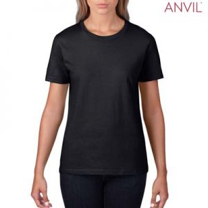 The Anvil Lightweight Ladies Tee is a 155gm pre shrunk 100% ring spun cotton tee. 16 colours. S - 3XL. Great branded cotton lightweight tees.