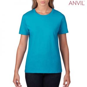 The Anvil Lightweight Ladies Tee is a 155gm pre shrunk 100% ring spun cotton tee. 16 colours. S - 3XL. Great branded cotton lightweight tees.