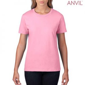 880 Anvil Ladies Lightweight Tee - Charity Pink The Anvil Lightweight Ladies Tee is a 155gm pre shrunk 100% ring spun cotton tee. 16 colours. S - 3XL. Great branded cotton lightweight tees.