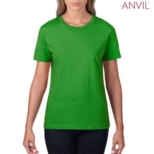 The Anvil Lightweight Ladies Tee is a 155gm pre shrunk 100% ring spun cotton tee. 16 colours. S - 3XL. Great branded cotton lightweight tees.