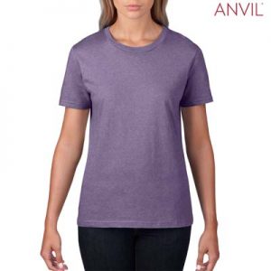 The Anvil Lightweight Ladies Tee is a 155gm pre shrunk 100% ring spun cotton tee. 16 colours. S - 3XL. Great branded cotton lightweight tees.