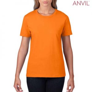 The Anvil Lightweight Ladies Tee is a 155gm pre shrunk 100% ring spun cotton tee. 16 colours. S - 3XL. Great branded cotton lightweight tees.