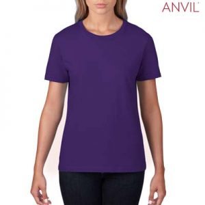 The Anvil Lightweight Ladies Tee is a 155gm pre shrunk 100% ring spun cotton tee. 16 colours. S - 3XL. Great branded cotton lightweight tees.