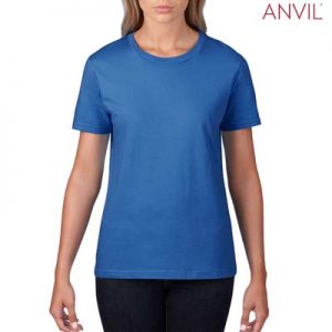 The Anvil Lightweight Ladies Tee is a 155gm pre shrunk 100% ring spun cotton tee. 16 colours. S - 3XL. Great branded cotton lightweight tees.