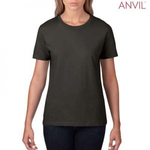The Anvil Lightweight Ladies Tee is a 155gm pre shrunk 100% ring spun cotton tee. 16 colours. S - 3XL. Great branded cotton lightweight tees.
