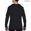 987 Anvil Adult Lightweight Long Sleeve Hooded Tee – Black