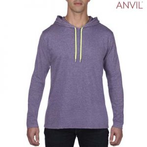The Anvil Lightweight Long & Lean Sleeve Hooded Tee is a 150gsm pre shrunk 100% ring spun cotton hooded tee.  5 colours.  Great branded lightweight hooded tees.