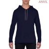 987 Anvil Adult Lightweight Long Sleeve Hooded Tee – Navy