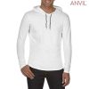 987 Anvil Adult Lightweight Long Sleeve Hooded Tee – White