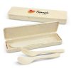 The TRENDS Choice Cutlery Set is a unique cutlery set made from natural wheat straw fibre/bpa free polypropylene.  Great branded eco promo products.
