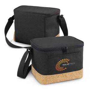 The TRENDS Coast Cooler Bag is a 6L cooler bag. Stylish Natural cork accent panel. Black with Cork. Great branded cooler bags & promo products.