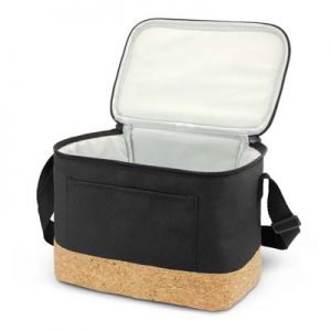 The TRENDS Coast Cooler Bag is a 6L cooler bag. Stylish Natural cork accent panel. Black with Cork. Great branded cooler bags & promo products.