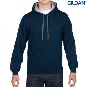 The Gildan Adult Contrast Hooded Sweatshirt is a 50% cotton contrast jersey lined hooded hoodie. 6 colours.  S - 3XL.  Great branded contrast hoodies.