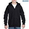 18600B Gildan Youth Full Zip Hooded Sweatshirt – Black