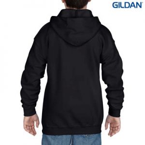 The Gildan Youth Full Zip Hooded Sweatshirt is a 50% cotton, 279gsm semi fitted zip hoodie.  6 - 14.  7 colours.  Great branded zip hoodies from Gildan.