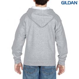 The Gildan Youth Full Zip Hooded Sweatshirt is a 50% cotton, 279gsm semi fitted zip hoodie. 6 - 14. 7 colours. Great branded zip hoodies from Gildan.