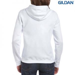 The Gildan Ladies Full Zip Hooded Sweatshirt is a 50% cotton, 279gsm semi fitted zip hoodie.  8 - 18.  4 colours.  Great branded zip hoodies from Gildan.