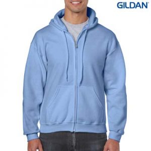 18600 Gildan Adult Full Zip Hooded Sweatshirt - Carolina Blue The Gildan Adult Full Zip Hooded Sweatshirt is a 50% cotton, 279gsm hoodie. S - 3XL. 8 colours. Great branded zip hoodies from Gildan.