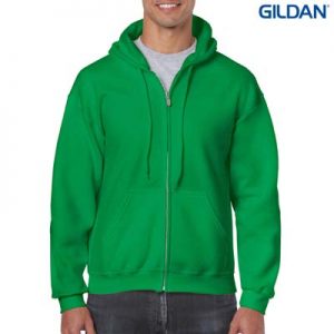 The Gildan Adult Full Zip Hooded Sweatshirt is a 50% cotton, 279gsm hoodie. S - 3XL. 8 colours. Great branded zip hoodies from Gildan.