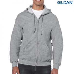 The Gildan Adult Full Zip Hooded Sweatshirt is a 50% cotton, 279gsm hoodie. S - 3XL. 8 colours. Great branded zip hoodies from Gildan.