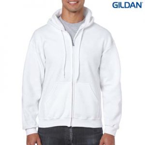 The Gildan Adult Full Zip Hooded Sweatshirt is a 50% cotton, 279gsm hoodie. S - 3XL. 8 colours. Great branded zip hoodies from Gildan.
