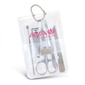 The TRENDS Vinyl Manicure Set is a translucent vinyl manicure set. Branding on pouch. Great branded beauty promotional products.