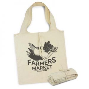 The TRENDS Matakana Foldaway Tote Bag is a compact reusable tote bag made from unbleached cotton. Great branded cotton foldaway tote bags.