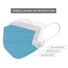 The TRENDS Disposable 3-Ply Face Mask is a disposable face mask with internal layer of melt blown fabric.  Blue.  Great safety and PPE from TRENDS.