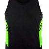N111102362 Aussie Pacific Mens Tasman Singlet – Black/Neon Green