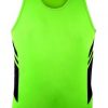 N111136022 Aussie Pacific Mens Tasman Singlet – Neon Green/.Black