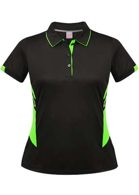 The Aussie Pacific Ladies Tasman Polo is a 150gsm, driwear polyester polo shirt.  Mens and Kids available.  32 colours.  Great branded polos from Aussie Pacific.