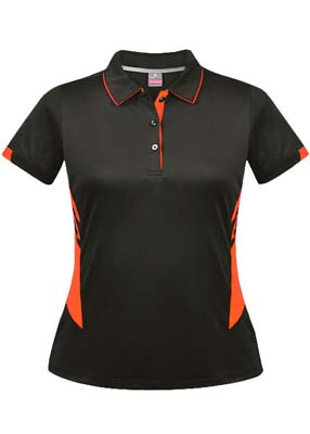 The Aussie Pacific Ladies Tasman Polo is a 150gsm, driwear polyester polo shirt.  Mens and Kids available.  32 colours.  Great branded polos from Aussie Pacific.