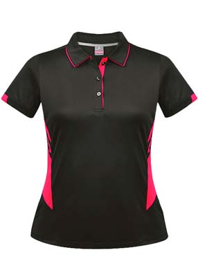 The Aussie Pacific Ladies Tasman Polo is a 150gsm, driwear polyester polo shirt.  Mens and Kids available.  32 colours.  Great branded polos from Aussie Pacific.