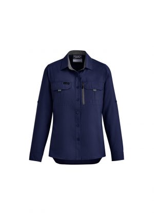 The Syzmik Womens Outdoor Long Sleeve Shirt is a 100% polyester ripstop lightweight work shirt.  6 colours.  6 - 24.  Great branded long sleeve work shirts.