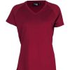 The Aurora Sports Womens XT Performance Tee is a v-neck, polyester performance tee.  Quick dry.  9 colours.  8 - 18.  Great performance sports wear. 