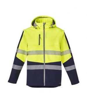 The Syzmik Streetworx 2 in 1 Stretch Softshell is a bonded polyester, 330gsm softshell jacket.  2 colours. XXS - 7XL.  Great hi vis softshells and workwear from Syzmik.