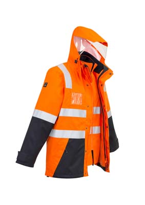 The Syzmik Hi Vis 4 in 1 Waterproof Jacket is a jacket with reversible zip vest with fleece lining.  2 colours.  XXS - 7XL.  Great branded hi vis workwear from Syzmik.