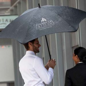 The BLUNT Exec Umbrella is a large, full length street umbrella.  Sized for 2 people.  High end.  2 colours.  Great branded corporate umbrellas.