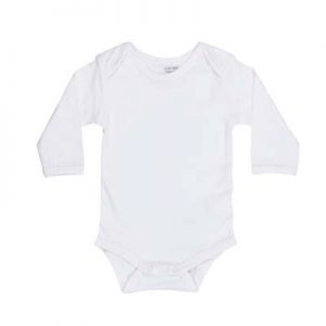 The Baby Blanks Long Sleeve Bodysuit is ideal for printing and embroidering on.  Size newborn to 12 - 18 months.  3 colours.  Great quality, printable baby clothes.