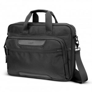 The Swiss Peak Voyager Laptop Bag is a stylish laptop bag that fits a 15inch laptop. Black. Embroidery services available to add your logo.