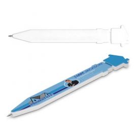 The TRENDS House Magna Pen is a plastic ball pen with magnetic reverse side.  White.  Can be stored on fridge.  Black ink.  Click here for other pens