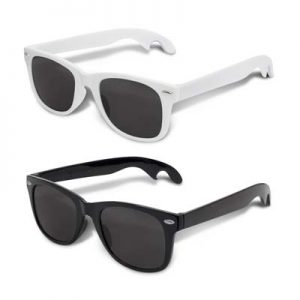 The TRENDS Malibu Sunglasses Bottle Opener is a fashion sunglass with impact resistant polycarbonate frame.  Bottle opener on both arms.