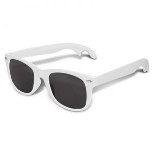 The TRENDS Malibu Sunglasses Bottle Opener is a fashion sunglass with impact resistant polycarbonate frame.  Bottle opener on both arms.