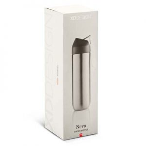 The TRENDS Neva Water Bottle Metal is an exceptional 500ml stainless steel water bottle from XD.  Laser engraves to natural etch.  Presented in box.