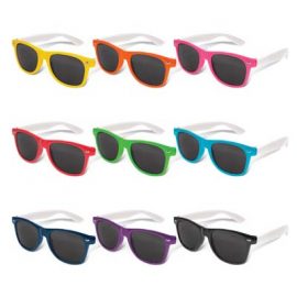 The TRENDS Malibu Premium Sunglasses are retail quality fashion glasses with impact resistant polycarbonate frame.  White arms, coloured frames.