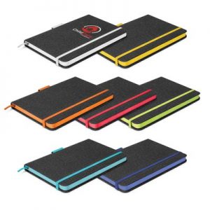 112397 TRENDS Meridian Notebook - Two Tone The TRENDS Meridian Notebook Two Tone is an exceptional medium size notebook with lined cream paper. 7 colours. Coloured Edge pages. Multiple branding options.