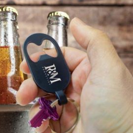 The Trends Brio Bottle Opener Key Ring is a metal bottle opener key ring with matt finish.  Black.  Great branded bottle opener key rings.